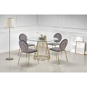 Jedilna miza HM LIVERPOOL fi120 cm, steklena/zlato podnožje