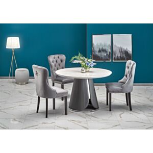Jedilna miza HM REMIGIO, fi120, bel marmor, sivo podnožje