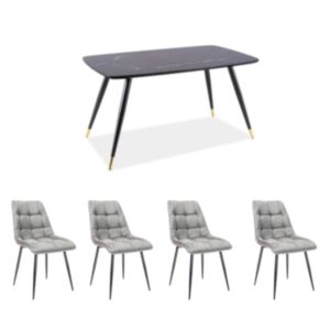 SET: Jedilna miza SM CIRIL I 140x80 cm + 4x stol Coral, barva po izbiri