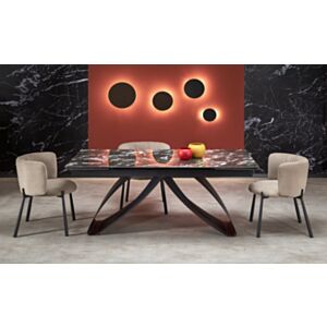 Raztegljiva jedilna miza HM HILARIO 180/260x90 cm, črni marmor / črna