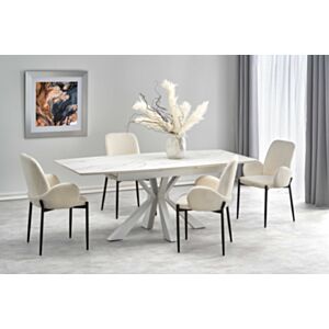 Jedilna miza VIVALDI, raztegljiva 160/200x89 cm, beli marmor/bela