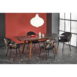 Jedilna miza HM LOZANO 140-200/82 cm, črni marmor/oreh