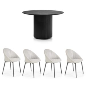 SET: Okrogla miza MILO fi120 cm + 4x  stol HM K357 svetlo siv