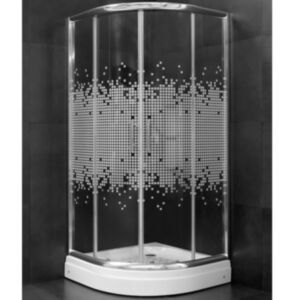 Polkrožna tuš kabina AC MINOTTI R900x185, krom profil/dekorativno steklo 5mm