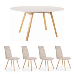 SET: Raztegljiva jedilna miza SM OPERA FI102 (102-144 cm) + 4x stol HM K282
