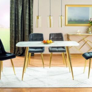 Jedilna miza SM CERES 140x80 cm - marmor/zlate noge